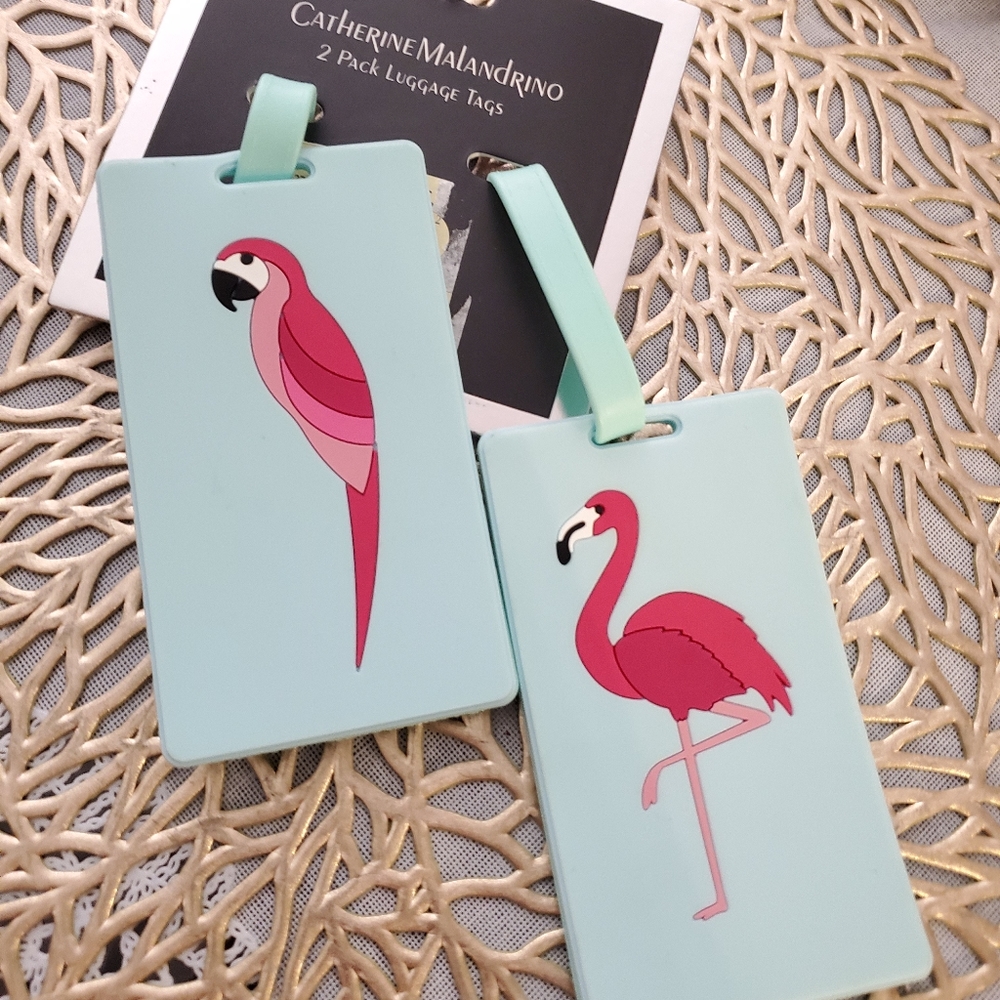 🦜🦩2 SET LUGGAGE TAGS CATHERINE MALANDRINO